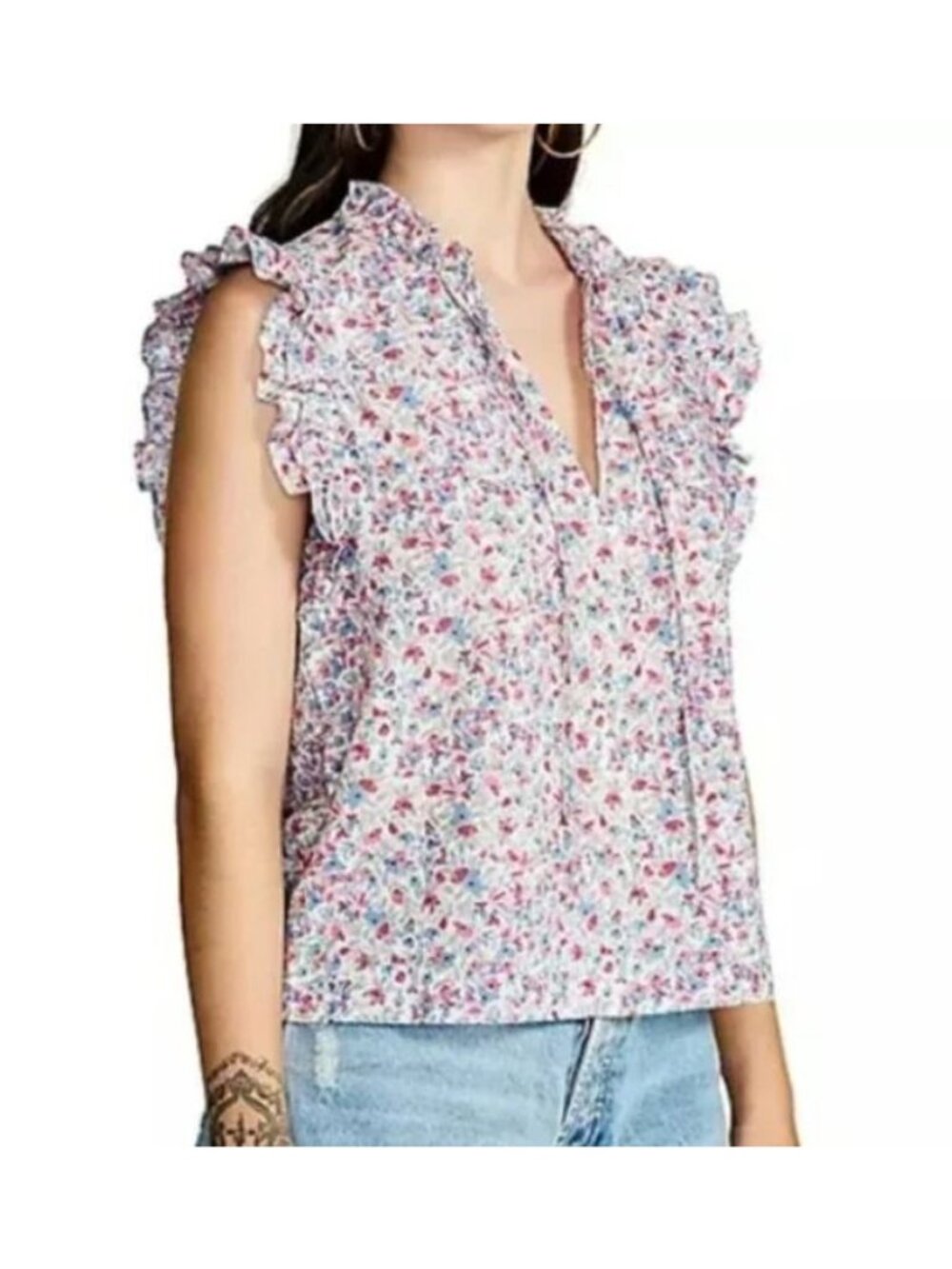 BB Dakota Steve Madden Ditsy Floral Sleeveless Blouse Medium New WOT Lightweight